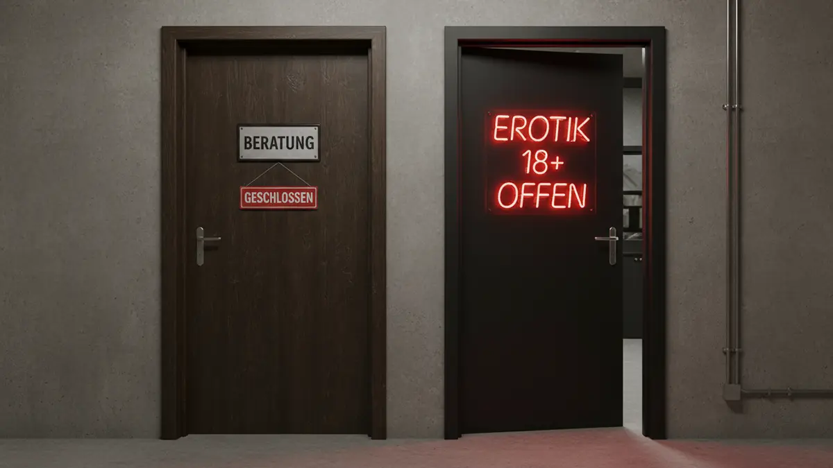 Eine geschlossene und eine offene Tür